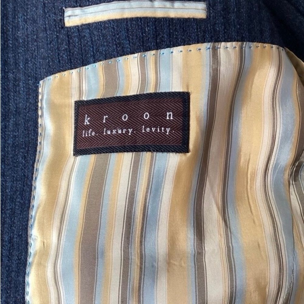 Kroon Sports Coat Jacket Men’s Color Blue Size 40R Black Stripes Three button - Picture 4 of 12